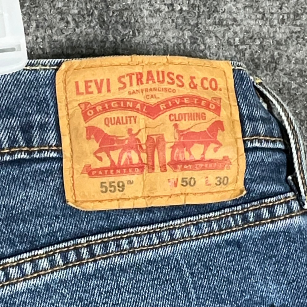 Levis 559 Relaxed Straight Jeans Mens 50x30 Medium Wash Blue Denim 01559-0068 - Picture 5 of 12